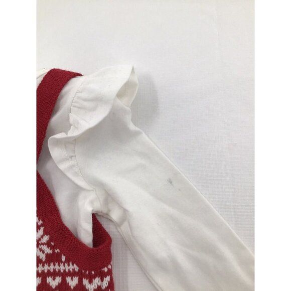 Shabby Chic Rachel Ashwell Infant Christmas Winter Outfit Red Overalls 6-9 Month - Picture 4 of 4